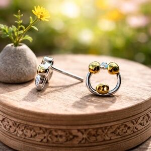 New Little Pig Stud Earrings Handmade Sterling Silver